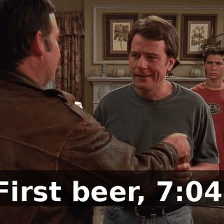 First beer, 7:04.