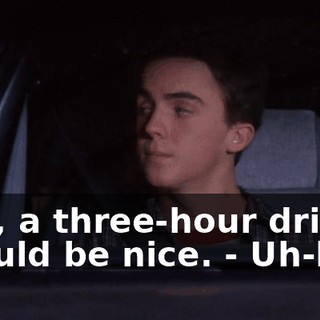 - So, a three-hour drive. Should be nice. - Uh-huh.