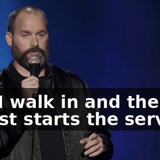 So, I walk in and the priest starts the service.
