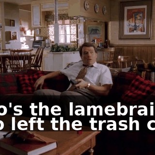 Who's the lamebrain who left the trash cans