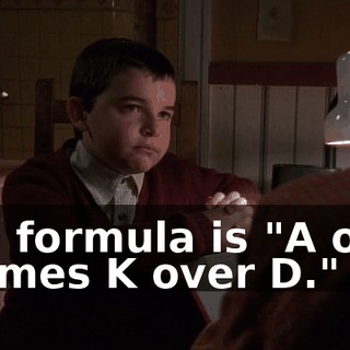 The formula is "A over B times K over D."