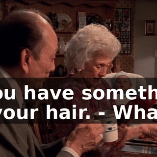 - You have something in your hair. - What?