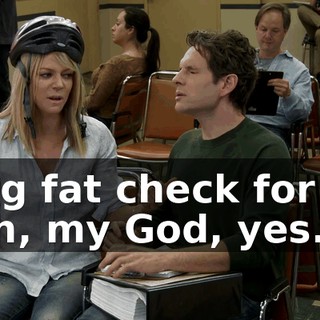 - Big fat check for us. - Oh, my God, yes.