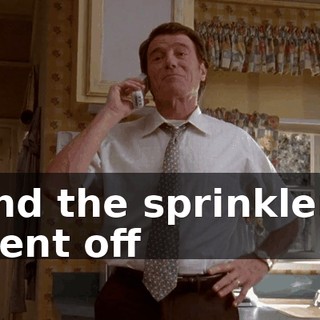 and the sprinklers went off