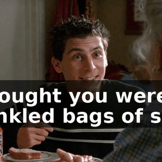 I thought you were all wrinkled bags of skin