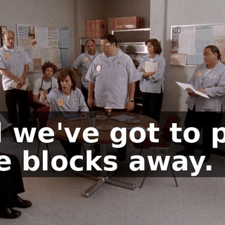 and we've got to park nine blocks away.