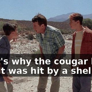 That's why the cougar blew up! It was hit by a shell!