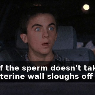 And if the sperm doesn't take, the uterine wall sloughs off cells,