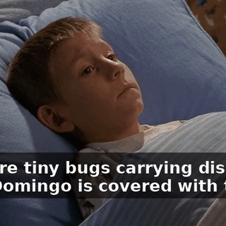 They're tiny bugs carrying disease, and Domingo is covered with them.
