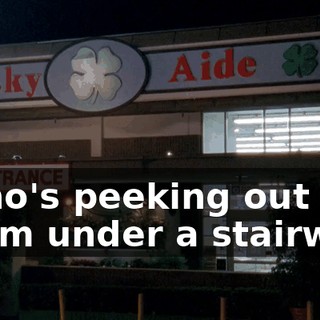 ♪ Who's peeking out from under a stairway ♪