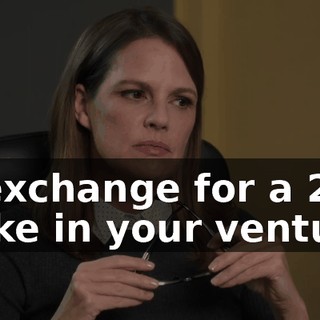 in exchange for a 20% stake in your venture.