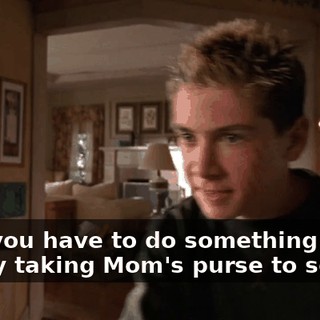Dad, you have to do something about Dewey taking Mom's purse to school.
