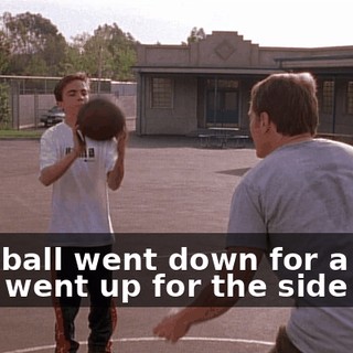 ♪ The ball went down for a ride And went up for the side ♪