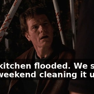 The kitchen flooded. We spent the weekend cleaning it up.