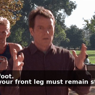 - One foot. - And your front leg must remain straight