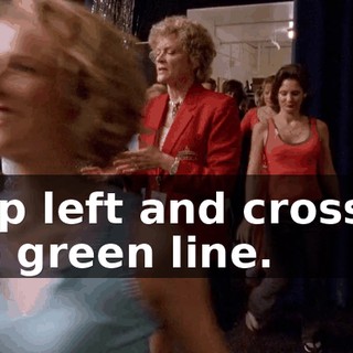 step left and cross to the green line.