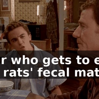 over who gets to eat the rats' fecal matter,