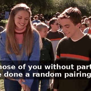 For those of you without partners, we've done a random pairing.