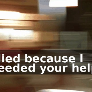I lied because I needed your help.