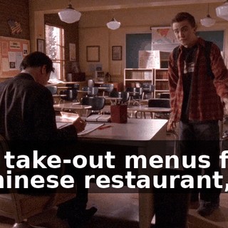 500 take-out menus from a Chinese restaurant,
