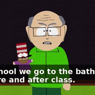 in school we go to the bathroom before and after class.