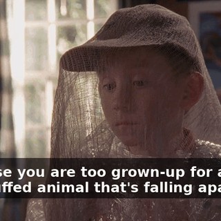 because you are too grown-up for a ratty, old stuffed animal that's falling apart.