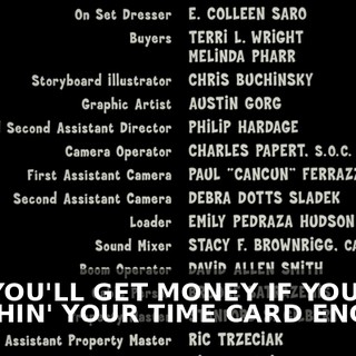 ♪ AND YOU'LL GET MONEY IF YOU KEEP PUNCHIN' YOUR TIME CARD ENOUGH ♪