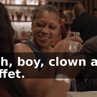 - Oh, boy, clown at a buffet.