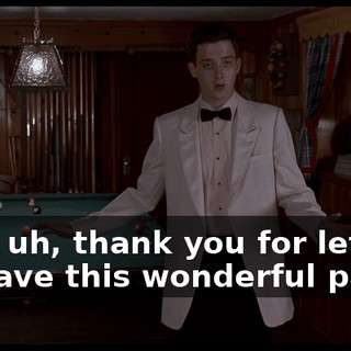 Hey, uh, thank you for letting us have this wonderful party.