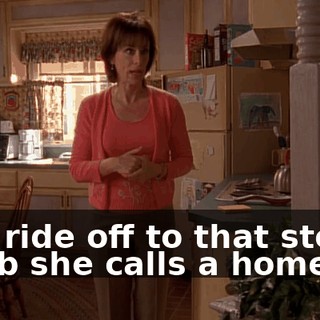 and ride off to that sterile tomb she calls a home.