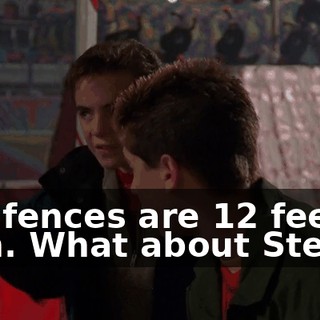 The fences are 12 feet high. What about Stevie?