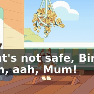 -That's not safe, Bingo. -Aah, aah, Mum!