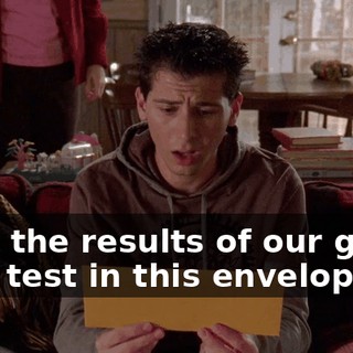 I got the results of our green card test in this envelope.