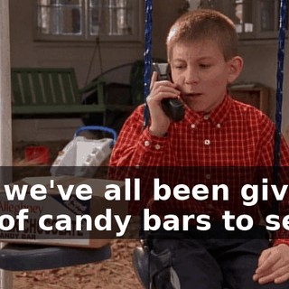 and we've all been given a ton of candy bars to sell.
