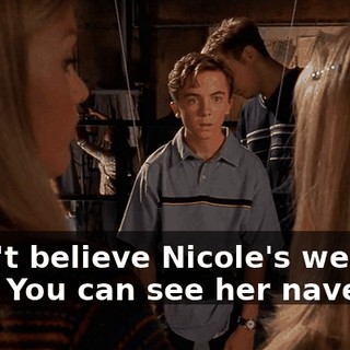I can't believe Nicole's wearing that. You can see her navel.