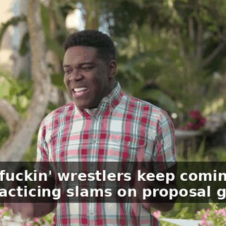 These fuckin' wrestlers keep coming in and practicing slams on proposal ground!