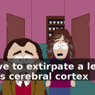I have to extirpate a lesion in his cerebral cortex