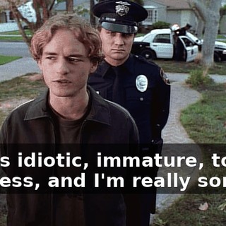 It was idiotic, immature, totally reckless, and I'm really sorry.