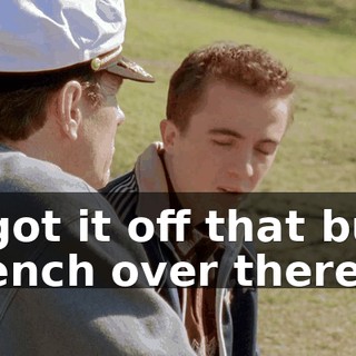 I got it off that bus bench over there.