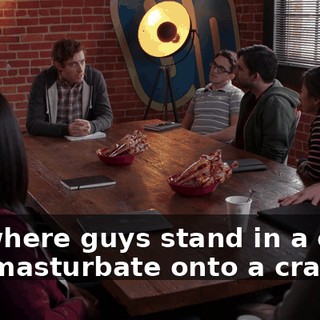 It's where guys stand in a circle and masturbate onto a cracker.