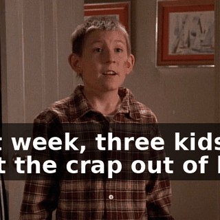 Last week, three kids beat the crap out of him.