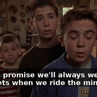 so we promise we'll always wear helmets when we ride the minibike.