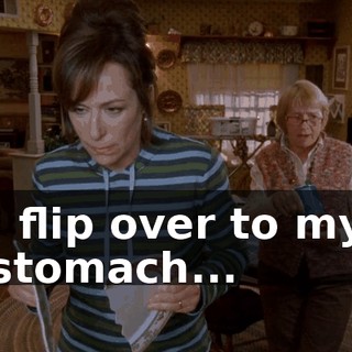 I flip over to my stomach...