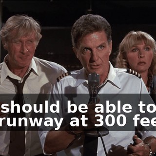 You should be able to see the runway at 300 feet.