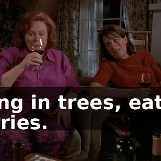 living in trees, eating berries.