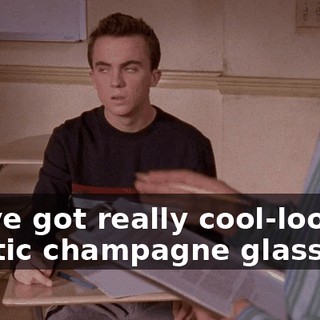 We've got really cool-looking plastic champagne glasses,