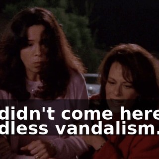 We didn't come here for mindless vandalism.