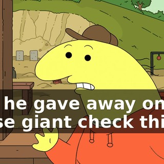 and he gave away one of those giant check things