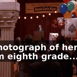 a photograph of herself from eighth grade...