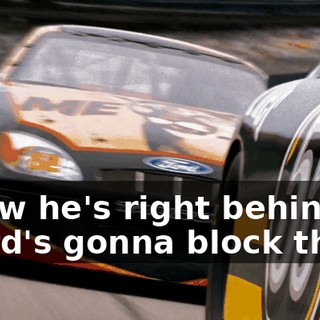 ...and now he's right behind Girard, but Girard's gonna block the track.